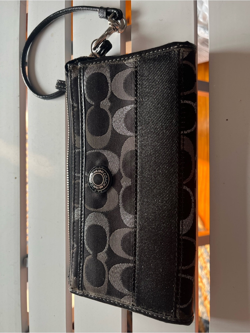Coach Black Signature Wristlet Wallet